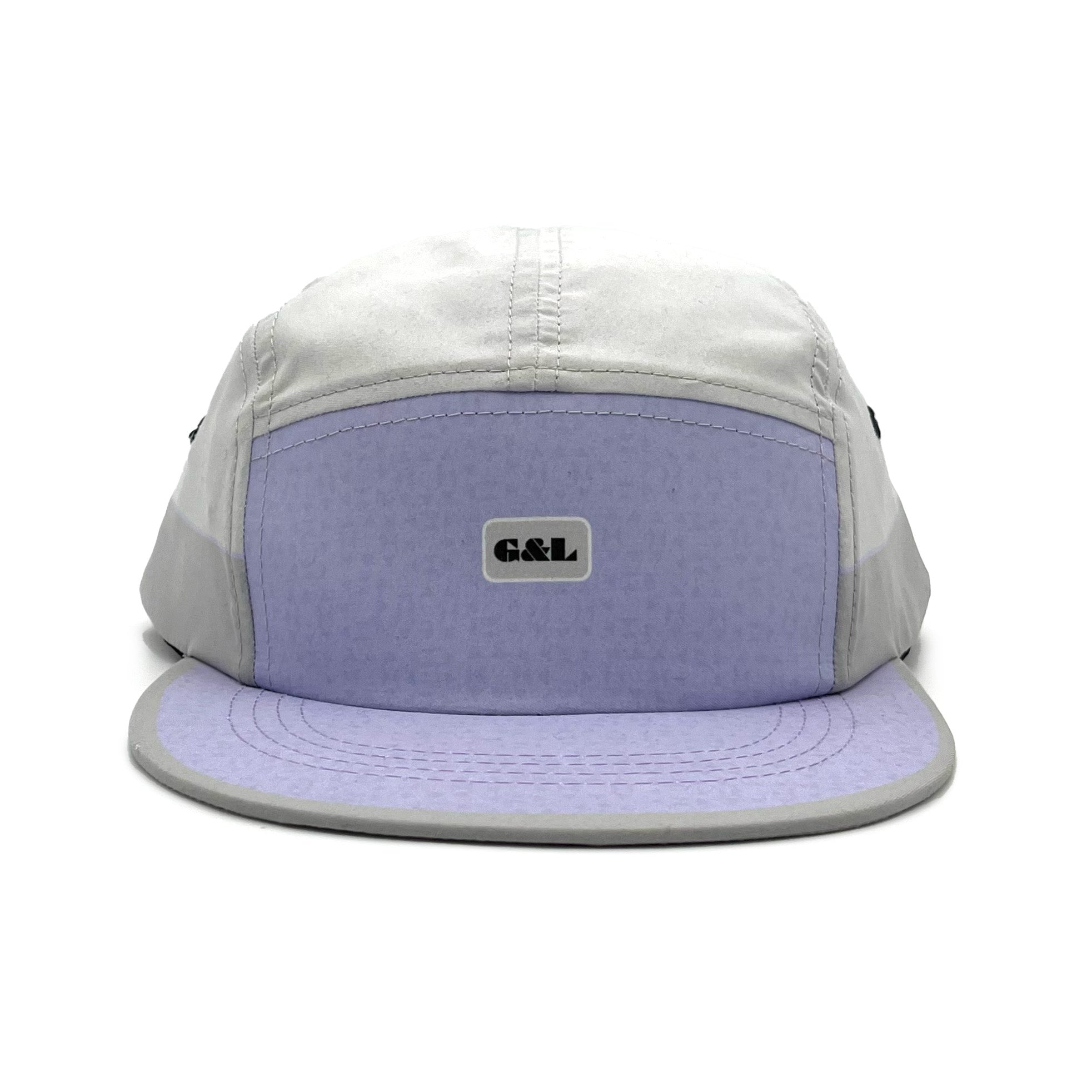 Activ8 5 Panel Cap front view – lavender recycled performance hat with UPF and snapback