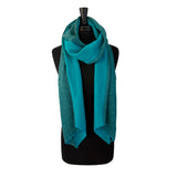 Isola Scarf in Bahama blue-green color front view – upcycled knit recycled cotton scarf