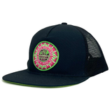 Three-quarter view of La Playa Green Flash Trucker Hat – vintage-inspired breathable cap