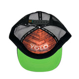 Underside of La Playa Green Flash Trucker Hat – structured interior and inspirational lining