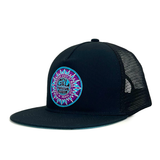 Three-quarter angle of La Playa Riviera Trucker Hat showing retro style