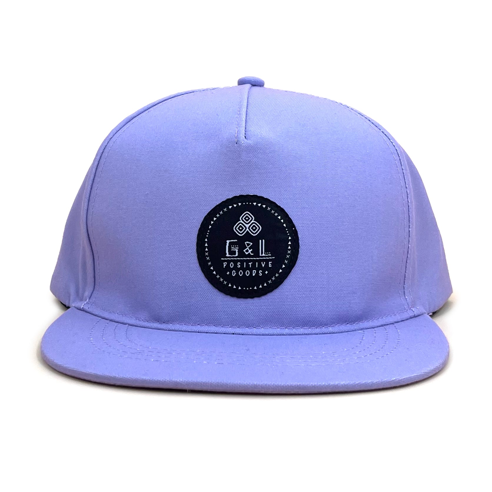 Neeko Lavender 5 Panel Cap front view – lightweight summer hat with recycled fabric and inspirational lining