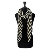 Seanna Scarf in Black and White color scheme, front view – upcycled sweater knit winter scarf