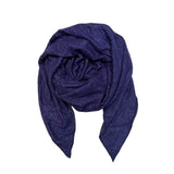 Seanna Scarf in purple color scheme, front view – upcycled sweater knit winter scarf