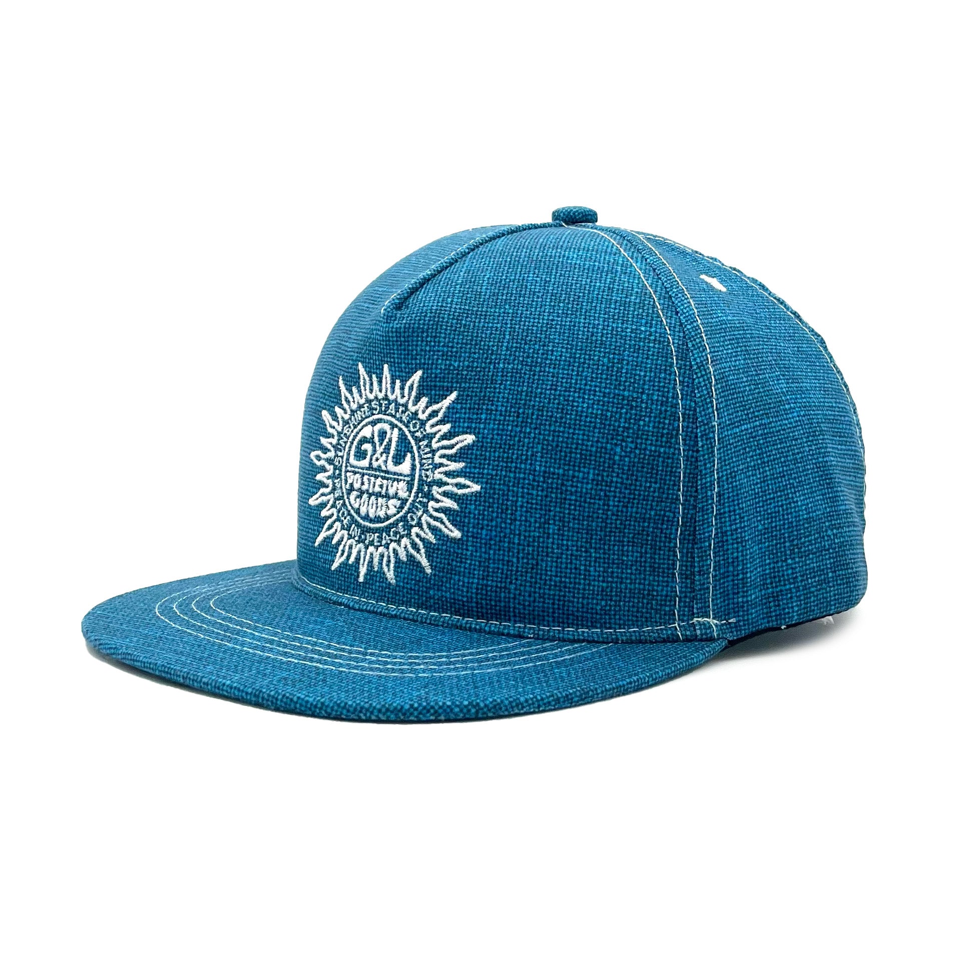 Three quarter profile view of Sunshine State 5 Panel Cap – lightweight breathable summer cap with retro vibe