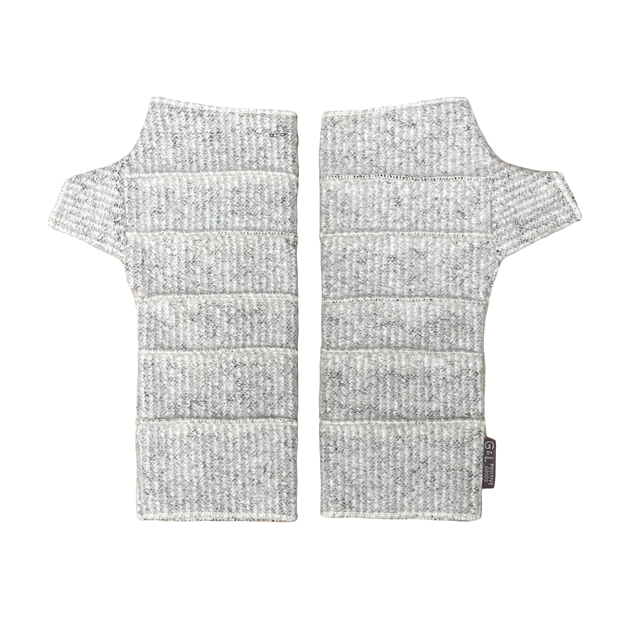 Crossroads Wrist Warmers in white linen color way – front view of eco-friendly recycled gloves