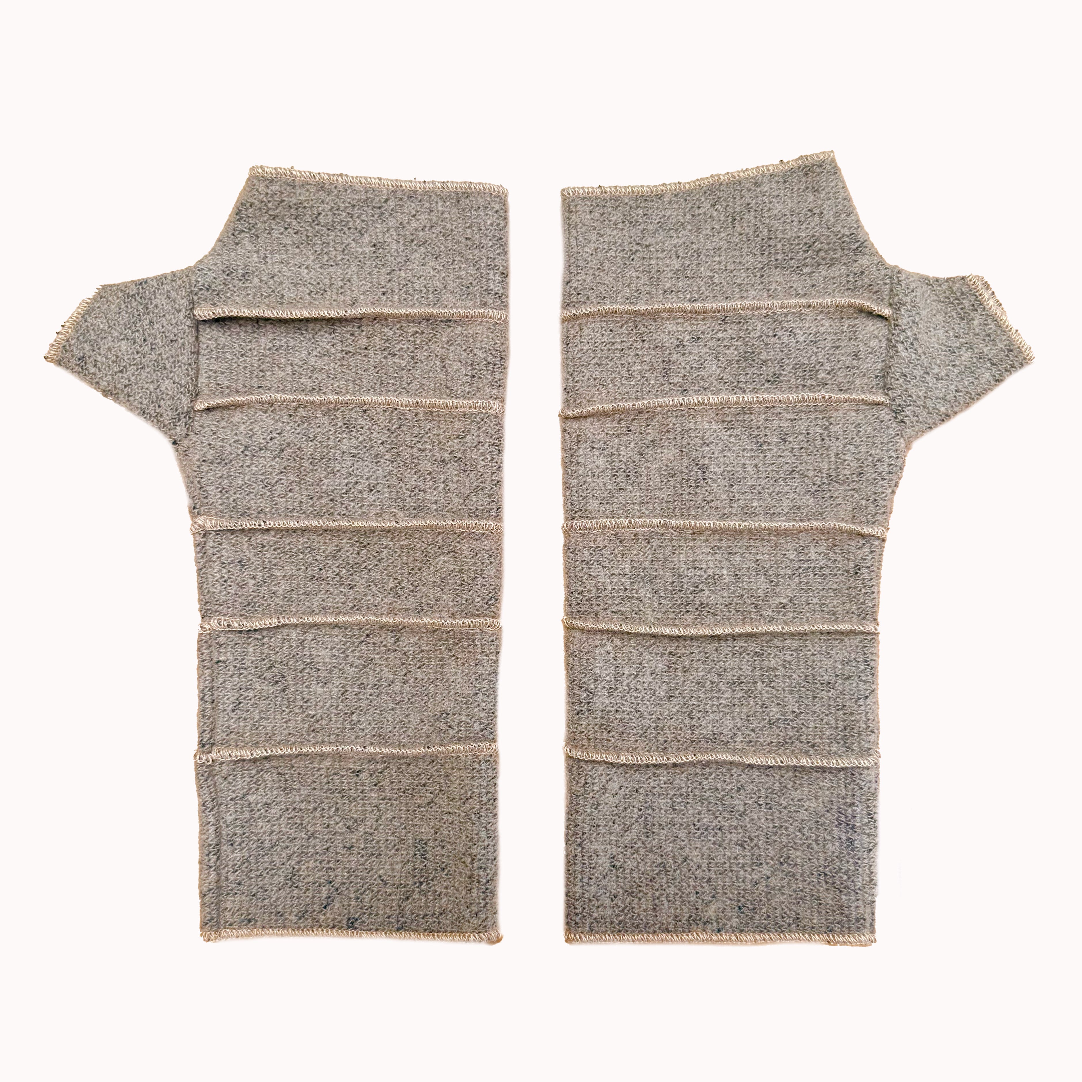 Crossroads Wrist Warmers in khaki
color way – front view of eco-friendly recycled gloves G & L