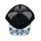 Underside view of the Nu Tribe Grey Trucker Hat, showing durable construction, flat brim, and soft interior.