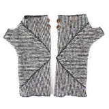 Phoenix Wrist Warmers in black white colors – Striped Fingerless Gloves made from recycled cotton blend – Front View