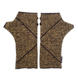 Phoenix Wrist Warmers in black and gold colors – Striped Fingerless Gloves made from recycled cotton blend – Front View