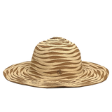 Quito Sun Hat – profile view of Wheat color, eco-friendly Toyo straw hat with ribbon trim