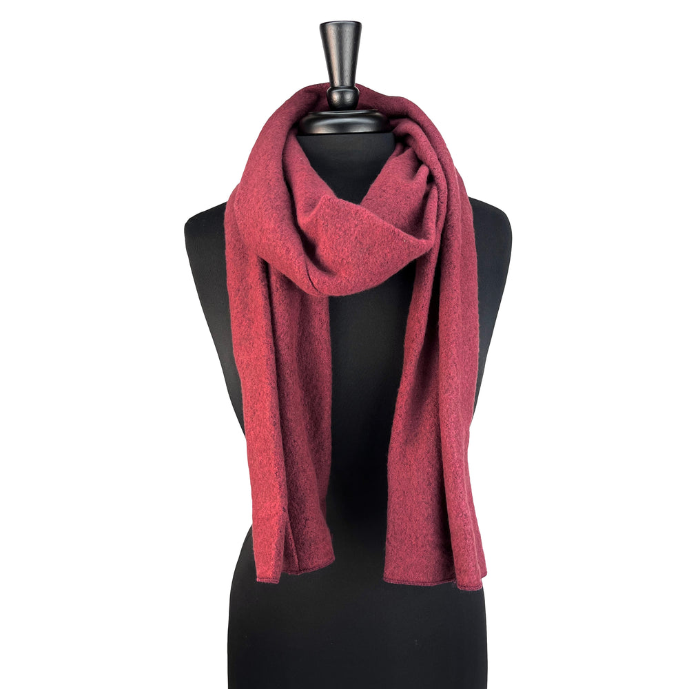 Unisex double layer scarf. Made in the USA from custom milled recycled blend fabrics. Shop eco-friendly gifts. *marsala