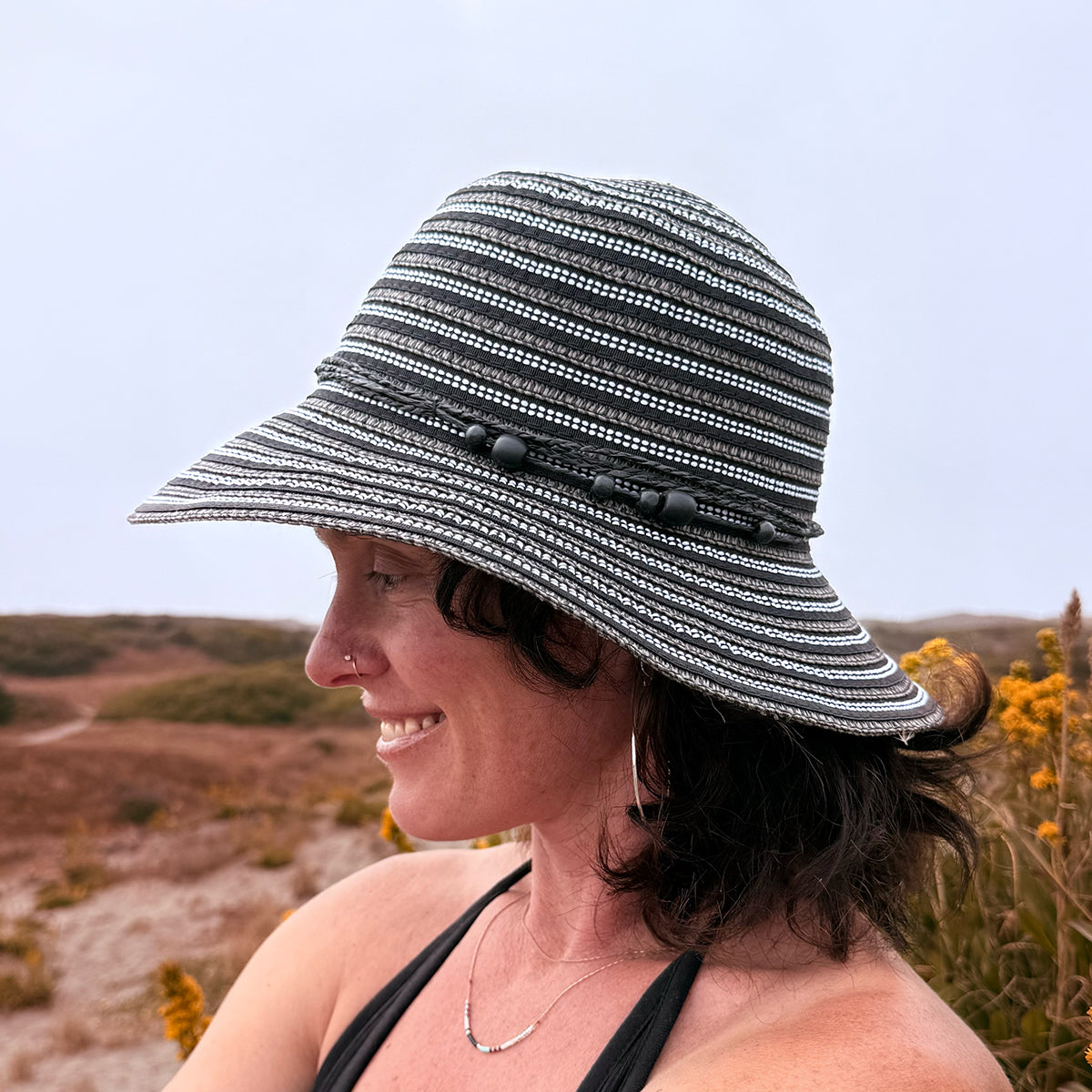 Jolie Sun Hat – Obsidian - Packable Toyo Straw and Ribbon braid