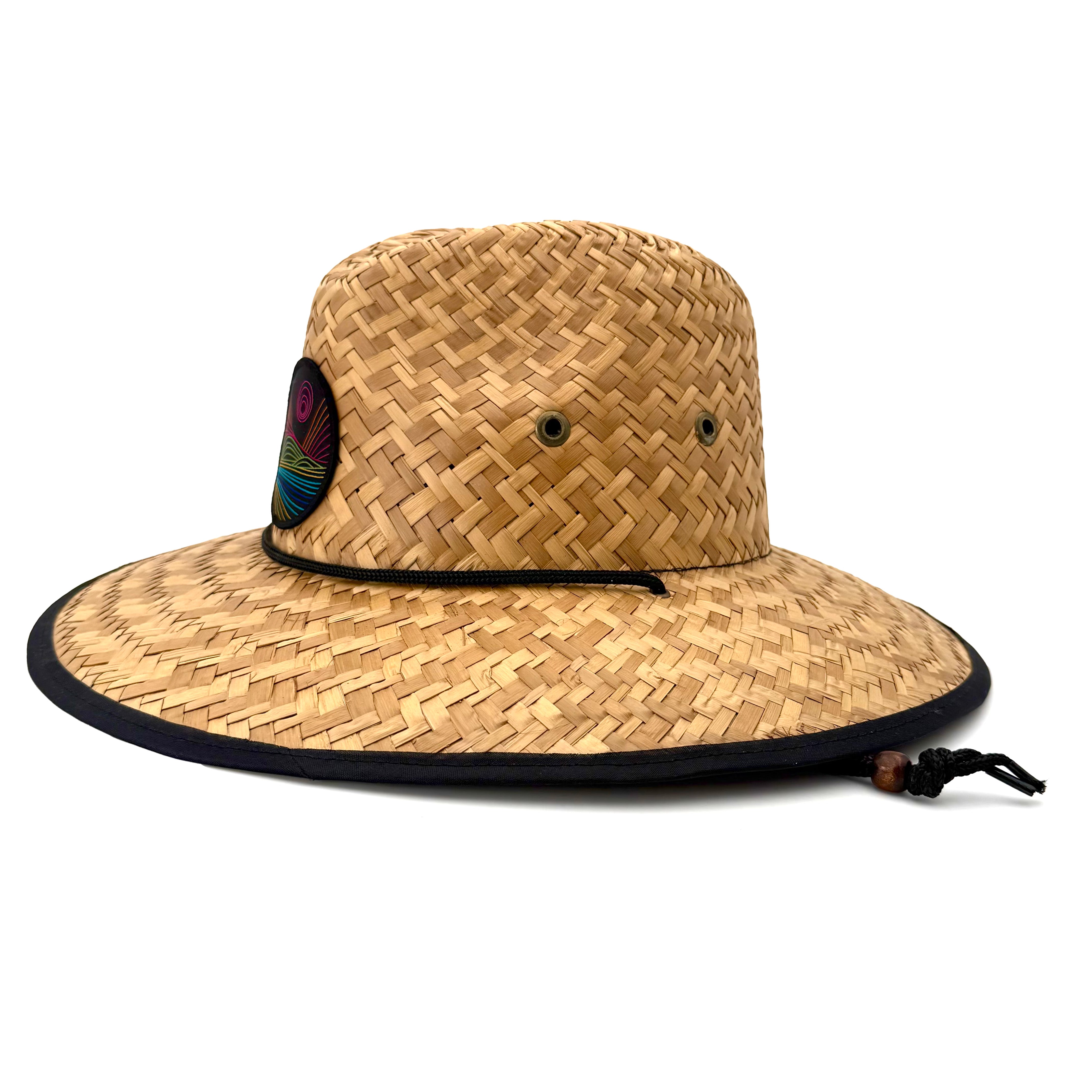 Maui Sun Hat – Landscape - Natural Palm Straw, Wide Brim Lifeguard Style