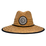 Maui Sun Hat – Yin Yang - Natural Palm Straw, Wide Brim Lifeguard Style
