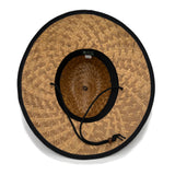 Maui Sun Hat – Yin Yang - Natural Palm Straw, Wide Brim Lifeguard Style