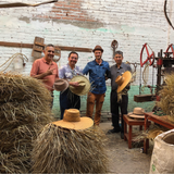 Selina Sun Hat – Geo-band - Handwoven Palm Straw, Adjustable Chin Strap, UV Protection