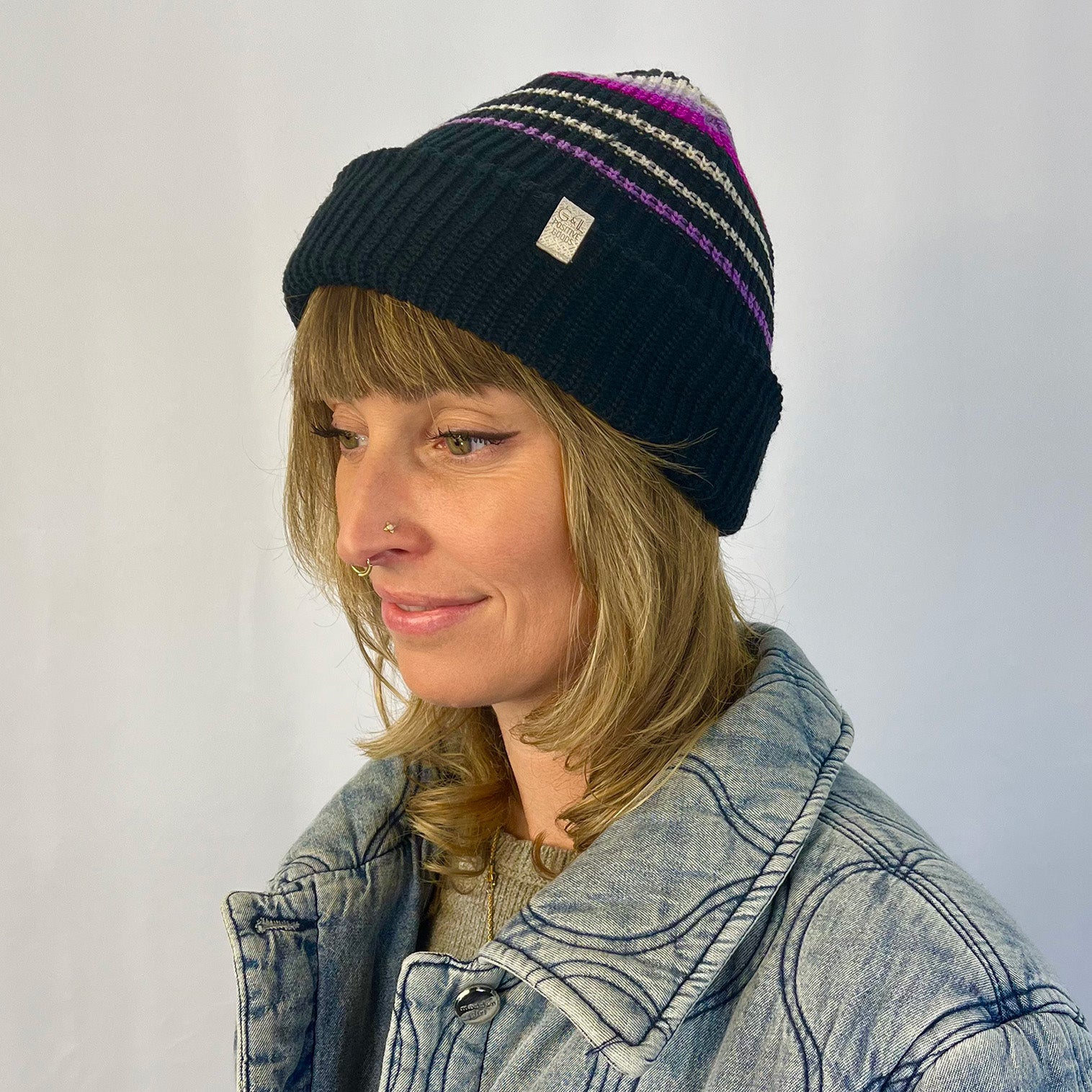 Blaze Striped Beanie – Aurora - Recycled BluePoly Yarn, Lightweight & Soft Knit Hat