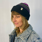Blaze Striped Beanie – Aurora - Recycled BluePoly Yarn, Lightweight & Soft Knit Hat