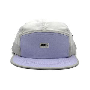 Activ8 5 Panel Cap front view – lavender recycled performance hat with UPF and snapback
