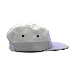 Left side view of Activ8 5 Panel Cap – breathable 5 panel recycled hat in lavender