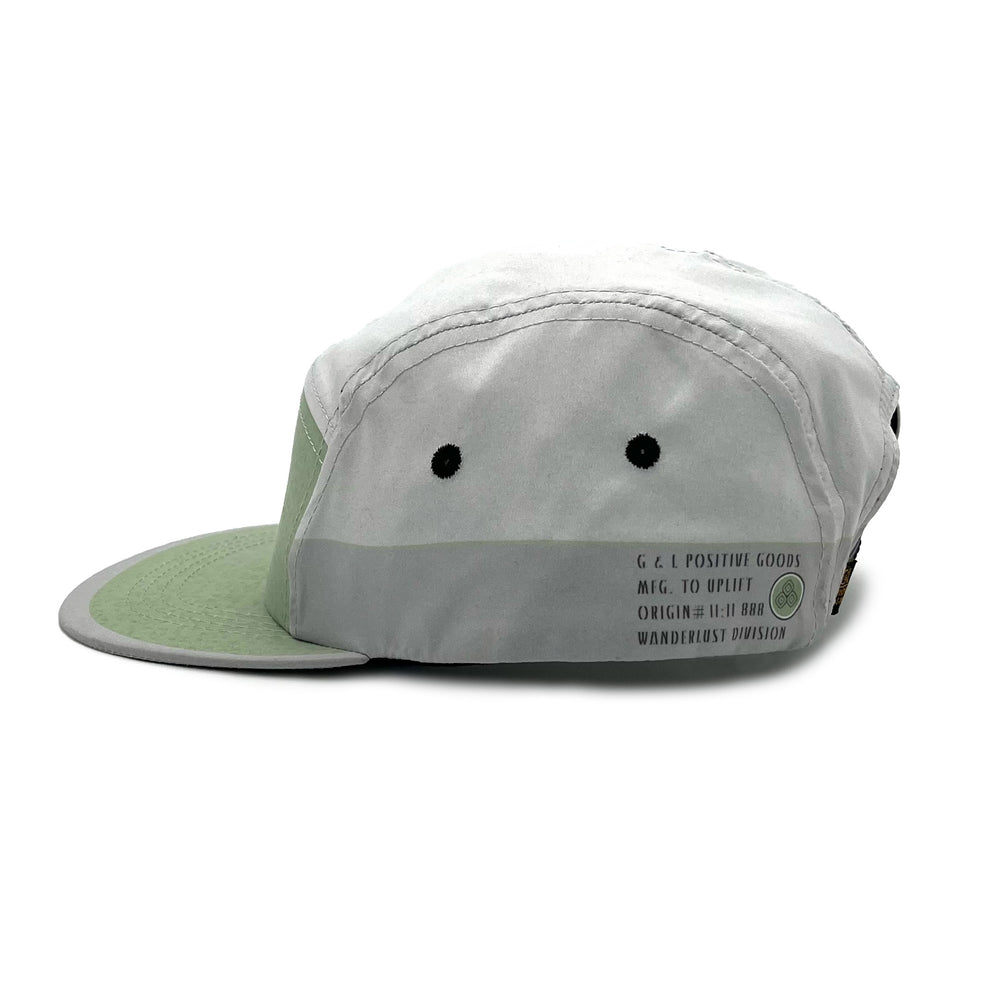 Left side view of Activ8 5 Panel Cap – ultra-light breathable 5 panel cap in moss