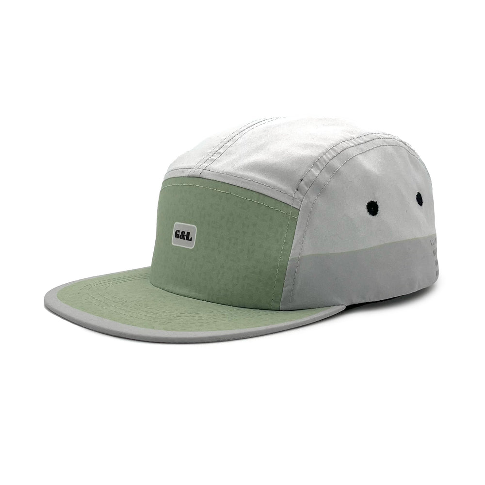 Three quarter view of Activ8 5 Panel Cap – ultra-light breathable 5 panel cap in moss