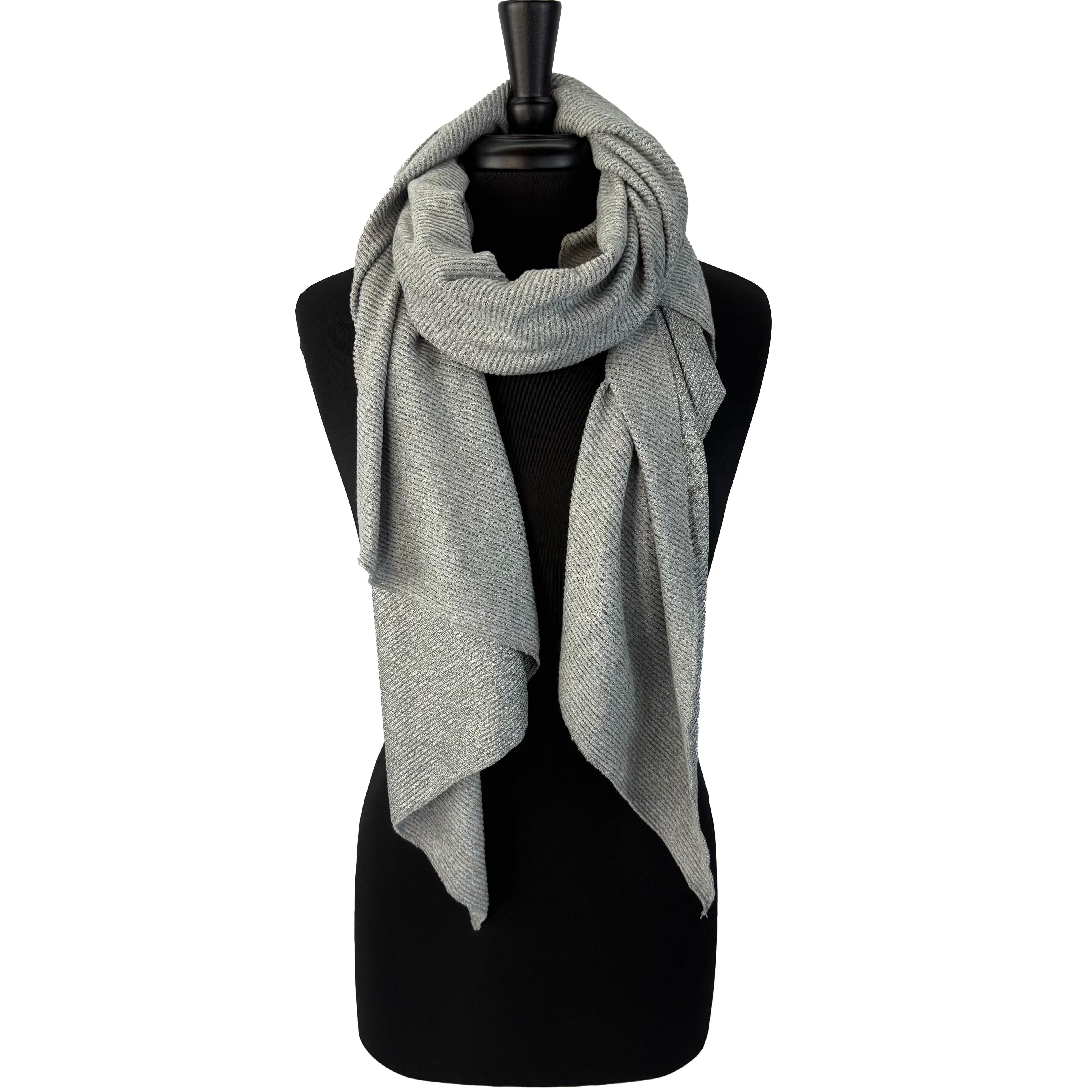 Amber Scarf in grey rib fabric – cozy winter scarf for women
