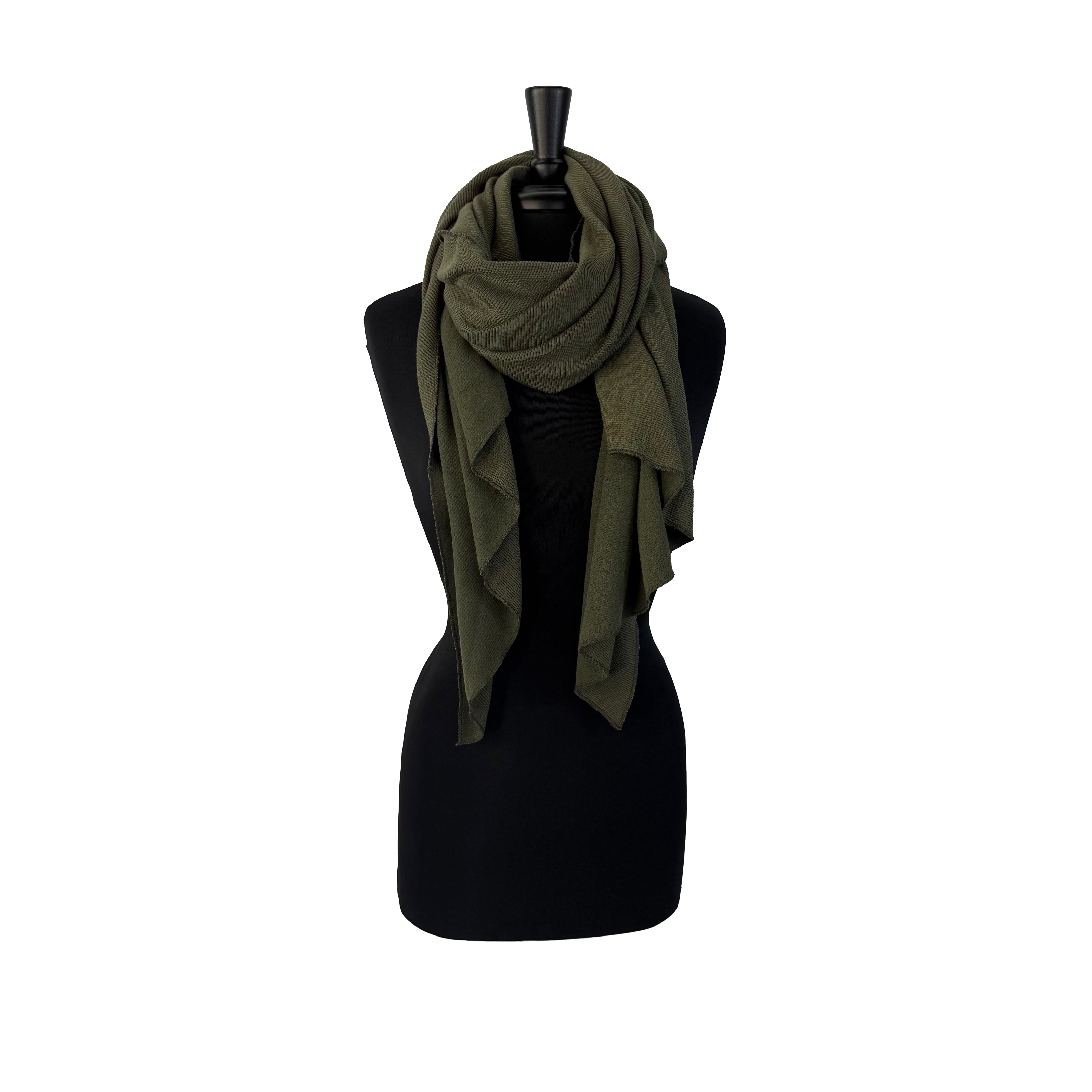 Amber Scarf in olive rib fabric – cozy winter scarf for women