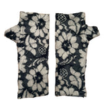 Aspen Wrist Warmers front view – upcycled knit wrist warmers- floral lace pattern