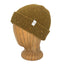 Brown knit beanie on a wooden mannequin head with a white background
g-and-l-positive-goods-berkeley-beanie-left-side