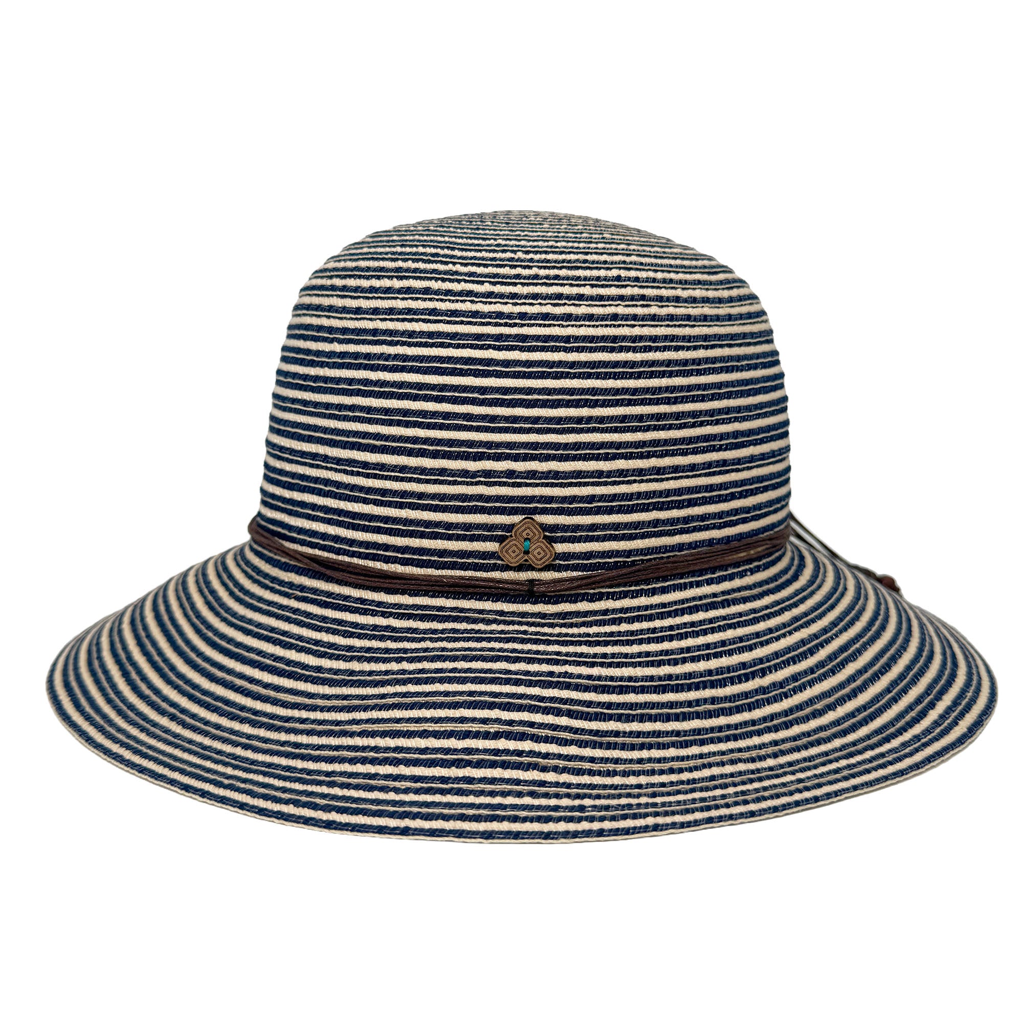 Frida Toyo Straw Sun Hat – Stripe - Cotton String braid, Sustainable & Travel Friendly