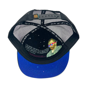 Horizon Gratitude Trucker Hat underside view – recycled 5 panel mesh cap featuring Jeff Stanley artwork