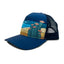 Three quarter view of Horizon Trucker Hat – landscape print hat with moisture-wicking sweatband