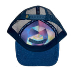 Under brim view of Horizon Trucker Hat – landscape print hat with moisture-wicking sweatband