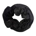 Infinity Loop Scarf in Black, front view – upcycled knit infinity scarf