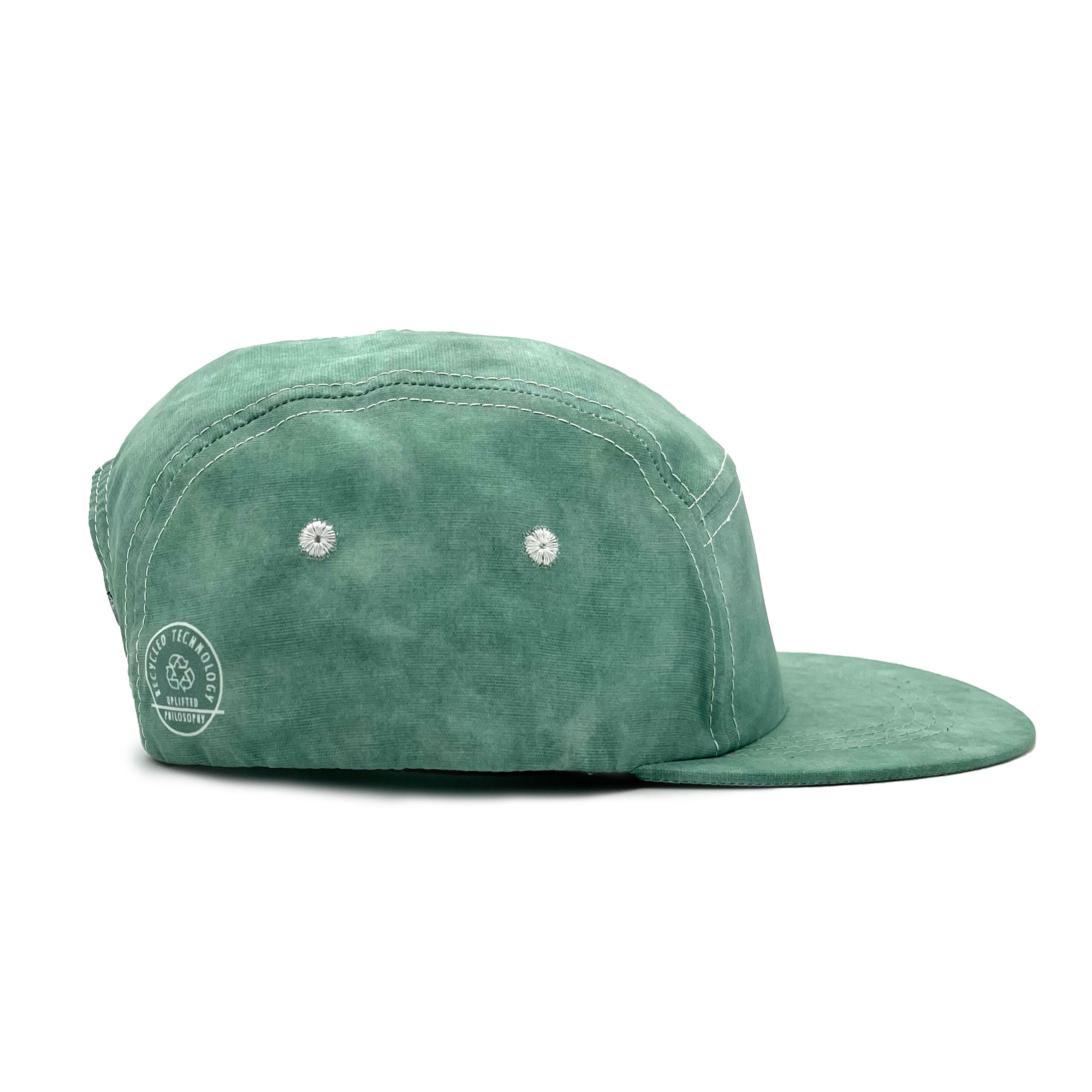 Left side view of Jogga Jade 5 Panel Cap – ultra-light recycled activewear hat