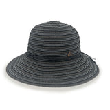 Jolie Sun Hat – Obsidian - Packable Toyo Straw and Ribbon braid