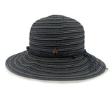 Jolie Sun Hat – Obsidian - Packable Toyo Straw and Ribbon braid