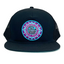 La Playa Riviera Trucker Hat front view with vintage patch and mesh backing