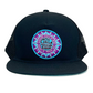 La Playa Riviera Trucker Hat front view with vintage patch and mesh backing
