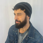Man wearing a beanie and denim jacket against a plain background  Lucky Beanie 