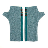 Mary Jane Wrist Warmers – Recycled Cotton, Ribbon & Coconut Button Detail- Made in USA