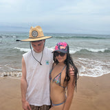 Maui Sun Hat – Yin Yang - Natural Palm Straw, Wide Brim Lifeguard Style