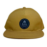Neeko Old Gold 5 Panel Cap front view – summer recycled cap with UPF protection and signature logo