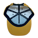 Underside view of Neeko Old Gold 5 Panel Cap – lightweight recycled 5 panel hat in golden tone