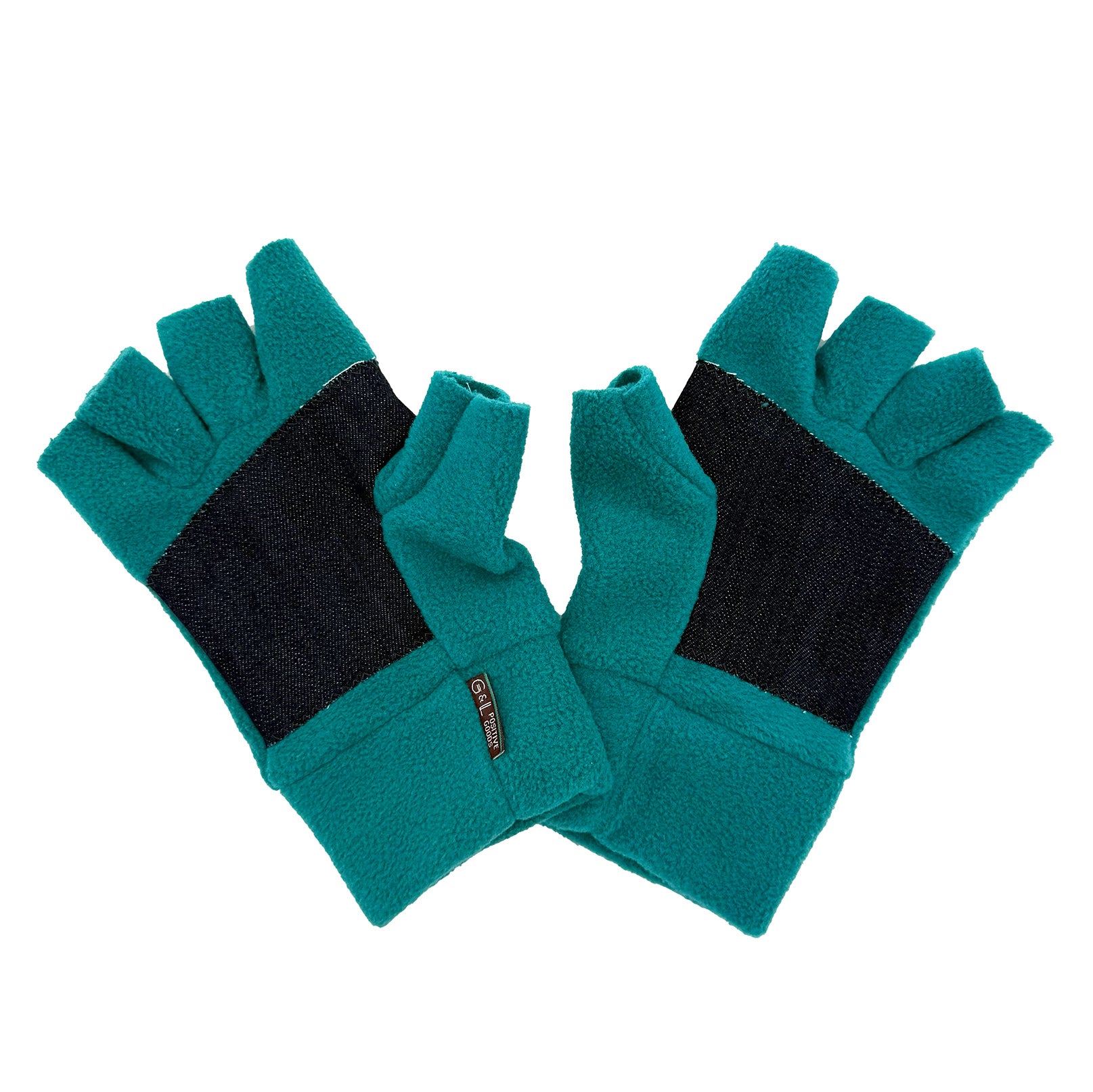 Nomad Fingerless Gloves – Recycled Polar Fleece, Durable Denim Palm