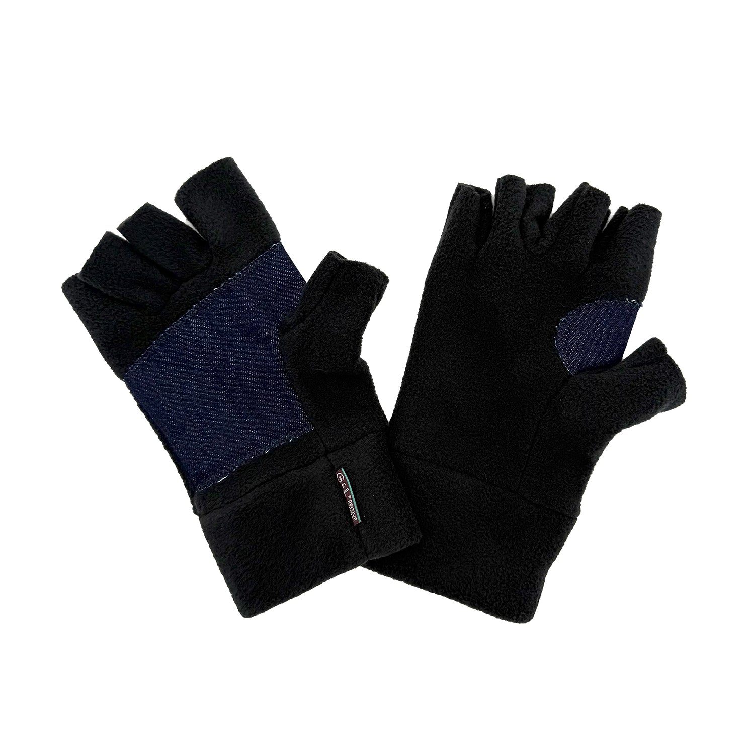 Nomad Fingerless Gloves – Recycled Polar Fleece, Durable Denim Palm