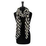 Seanna Scarf in Black and White color scheme, front view – upcycled sweater knit winter scarf