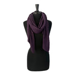 Seanna Scarf in Eggplant color scheme, front view – upcycled sweater knit winter scarf